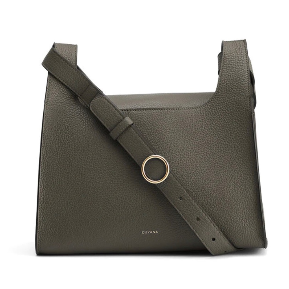 Cuyana Olive Green Leather Crossbody Bag